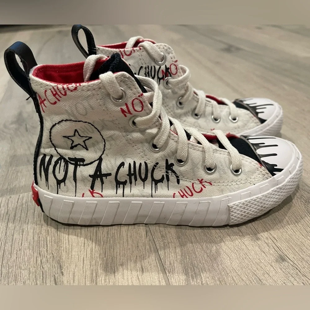 Graphic High-Top Sneakers “Not A Shoe” Street Style Canvas Shoes Black/White/Red